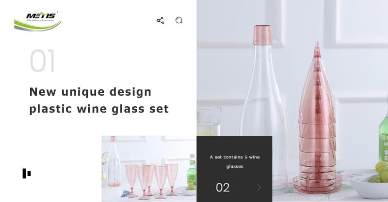New unique design plastic wine glass set.