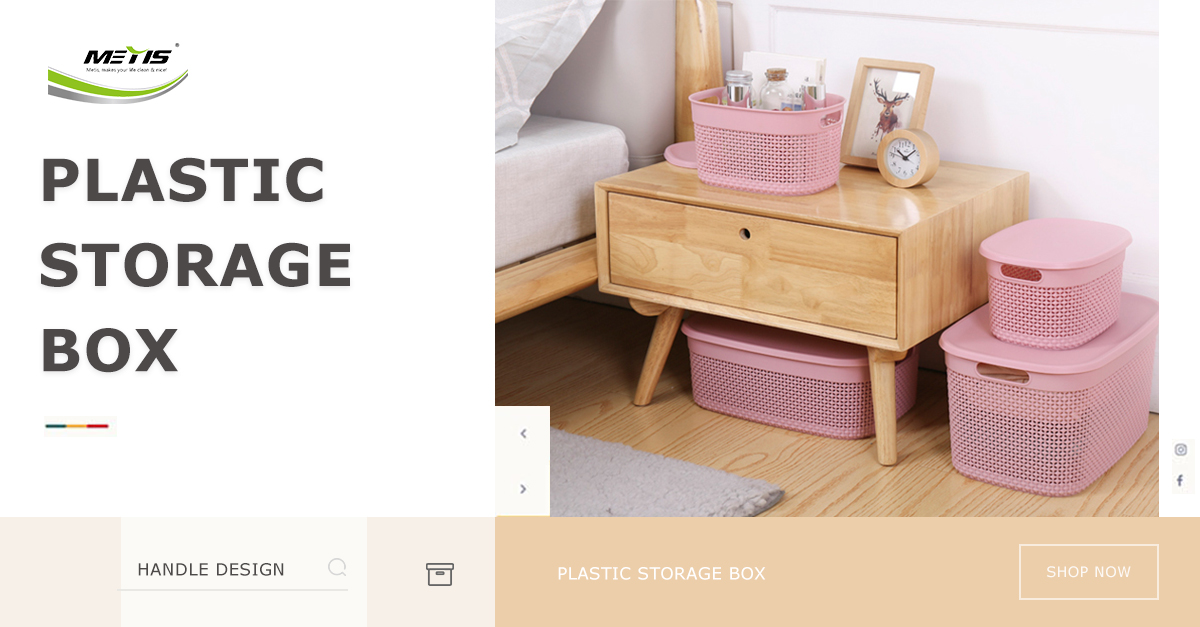 Plastic storage box with handle