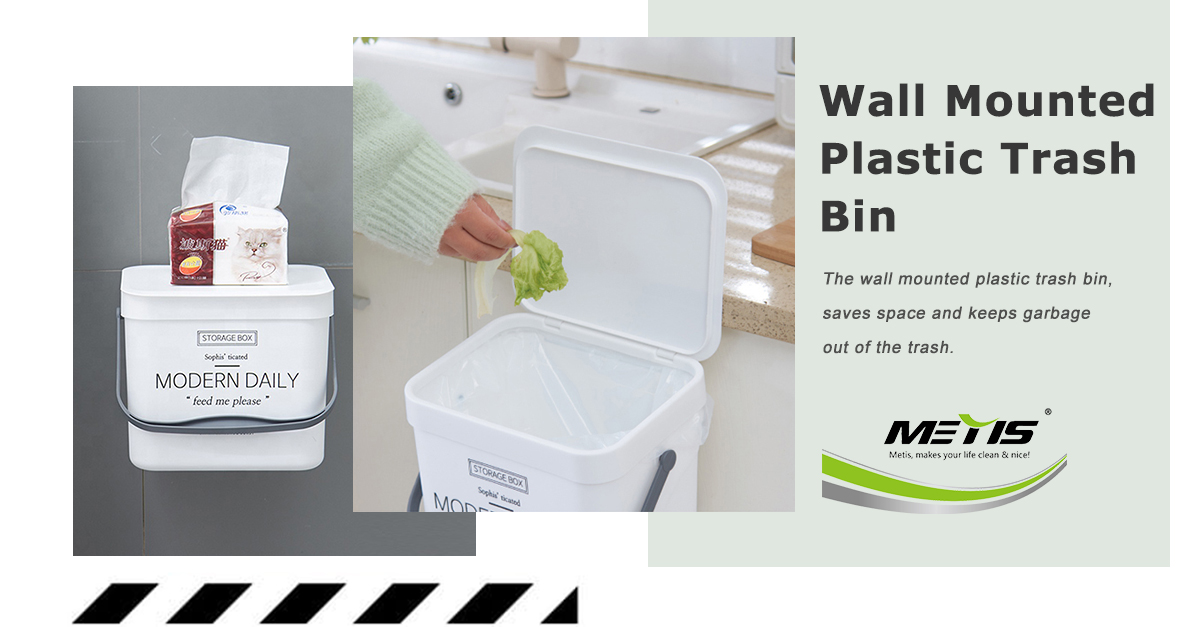 The wall mounted plastic trash bin