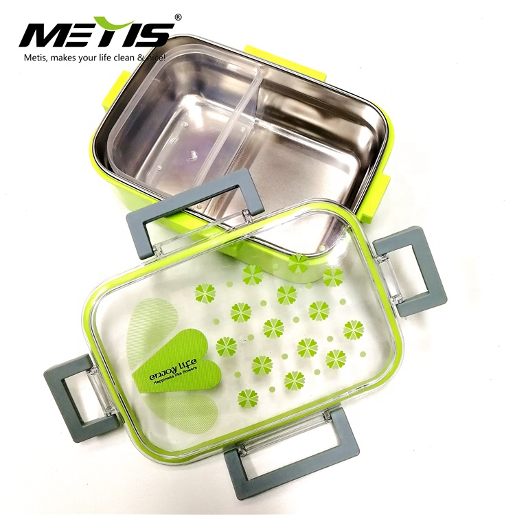 METIS rectangular stainless steel lunch bento box one layer food container