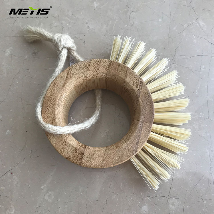 Kitchen cleaning bamboo naturals dish washing brushes scrub brush with ring handle Metis 9508-W