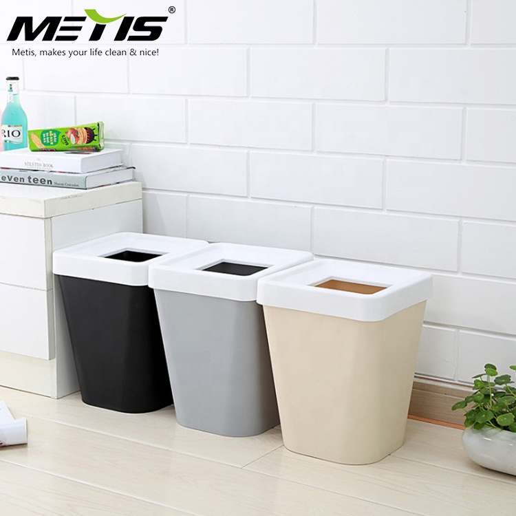European And American Style Solid Color Simple Plastic Trash Can Use for Office