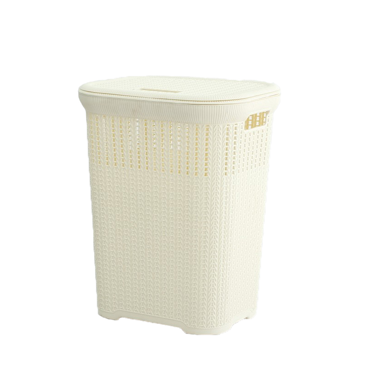 woven plastic bamboo storage boxs Super Big 50L Laundry Basket with Lid