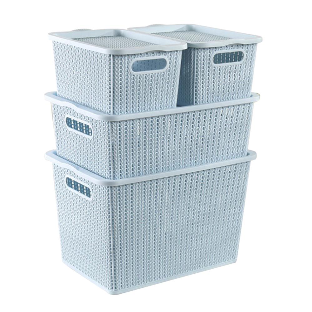  Stackable Lidded Woven Organizer Tote Bins for Toys Bedroom METIS A7018-3