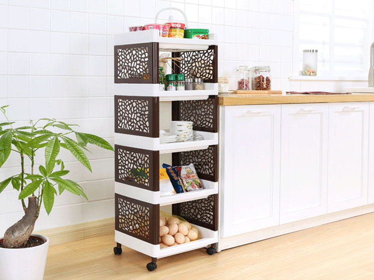 Durable 5 Layers Removable Plastic Rattan Storage Basket for Kitchen A7017-1