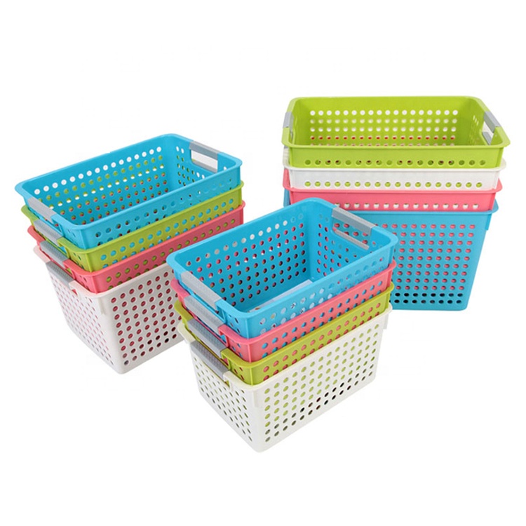 Manufacturer wholesale price high quality plastic household clothing/sundries/fruit storage basket handle