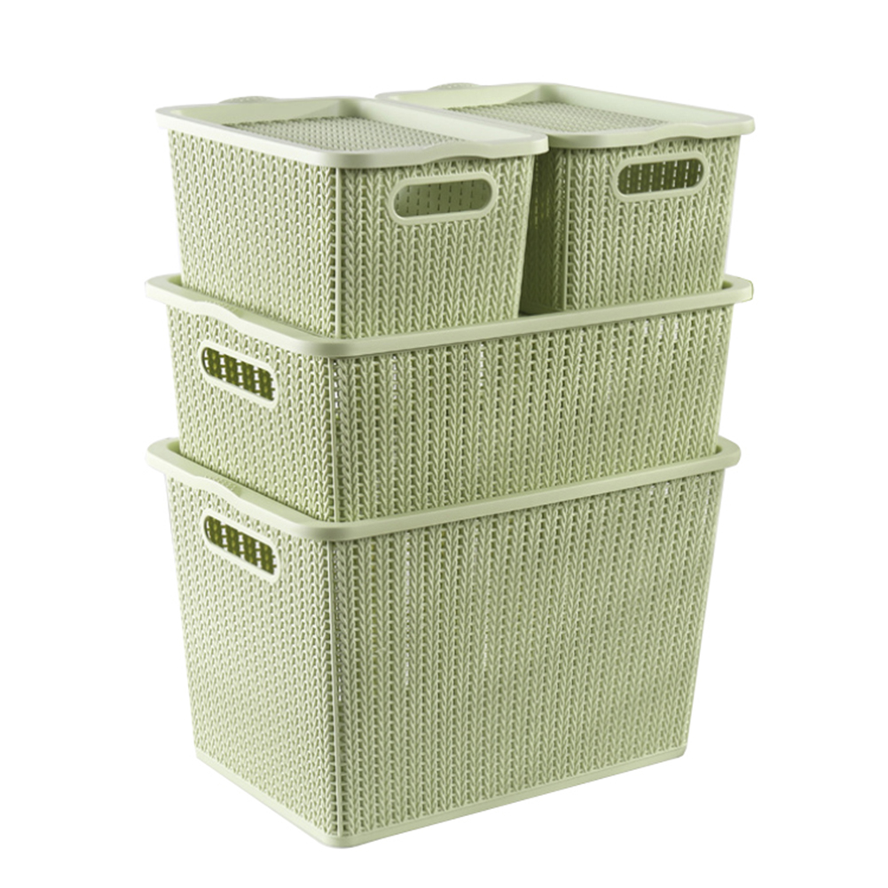 Hollow Storage Baskets for home Plastic Baskets With Lids A7018-2