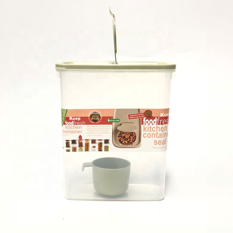 Wholesale price square plastic bpa-free rice bin available in 4 sizes use for home