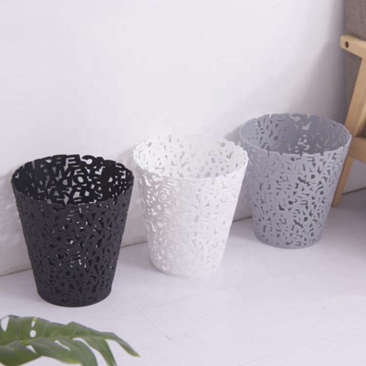 New designs for the young trend of 2020 letter-shaped hollow plastic trash cans use for office