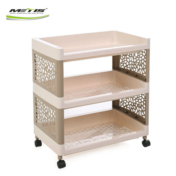 Good Quality Plastic Commodity Shelf Storage Basket With Wheels