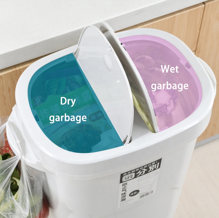 Plastic home recycling garbage bins garbage sorting bin for kitchen