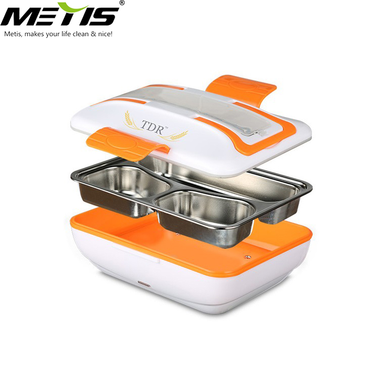Portable Meal Heater Food Warmer Stainless Steel Plug Heating Food Container Leak-Proof Electric Food Boxes for Home Office Use