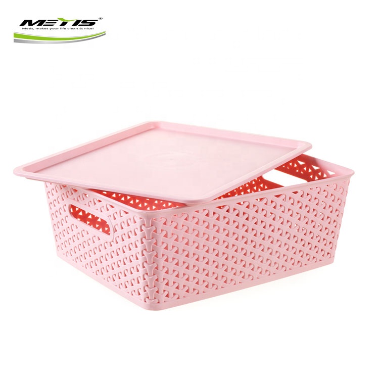 Small plastic stackable plastic storage basket