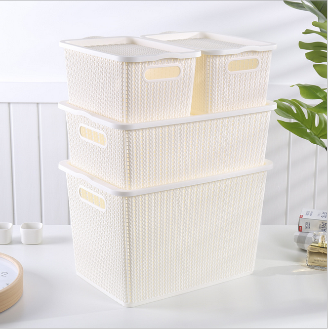 Durable Storage Organization Woven Plastic Wicker Basket
