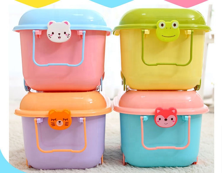 2020 new design Home cartoon safe storage box with wheel for children BPA free