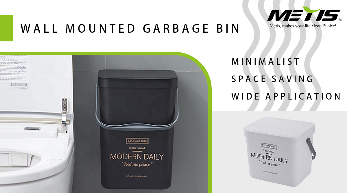 The wall-mounted trash bin can save you space