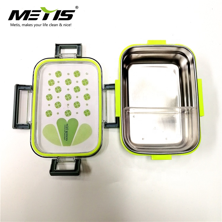 METIS rectangular stainless steel lunch bento box one layer food container