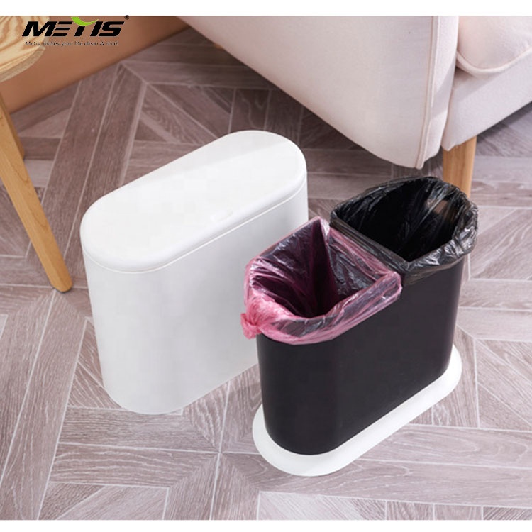 ABS And Plastic Double Layers Trash Can With Removable cover For Bathroom Corner
